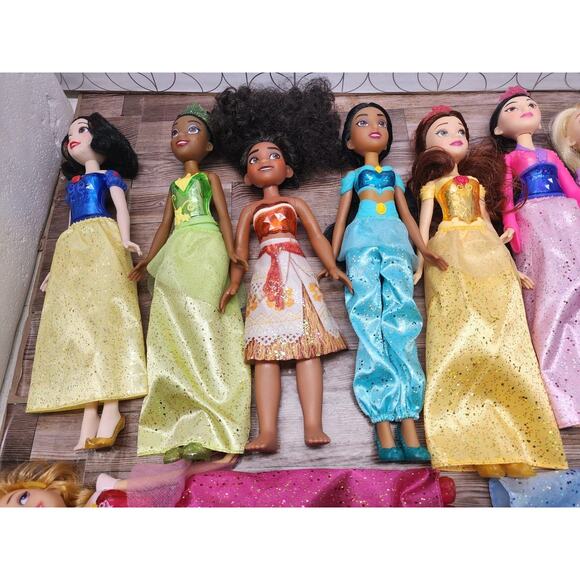 Disney Princess Royal Collection Set of 12 Shimmer Dolls Jasmine Rapunzel Ariel - Picture 5 of 7